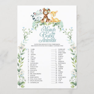Invitation Baby shower Woodland Correspondre Le Jeu Bébé Anim