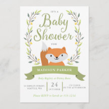 Invitation baby shower Woodland Fox