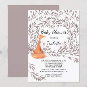 Invitation Baby shower Woodland Fox