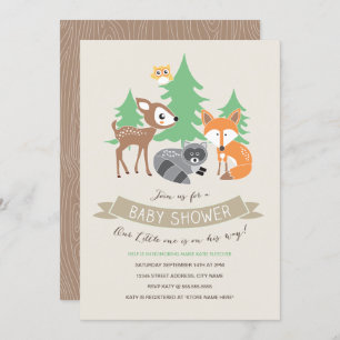 Invitation Baby shower Woodland Friends