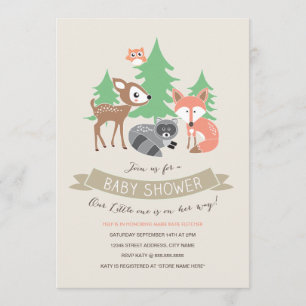 Invitation Baby shower Woodland Friends