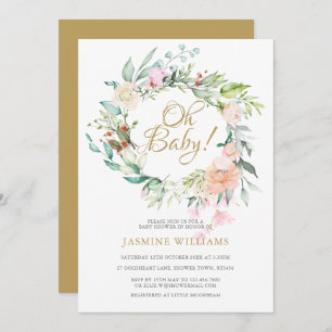 Invitation Baby shower Woodland Roses Garland / Saupoudrage