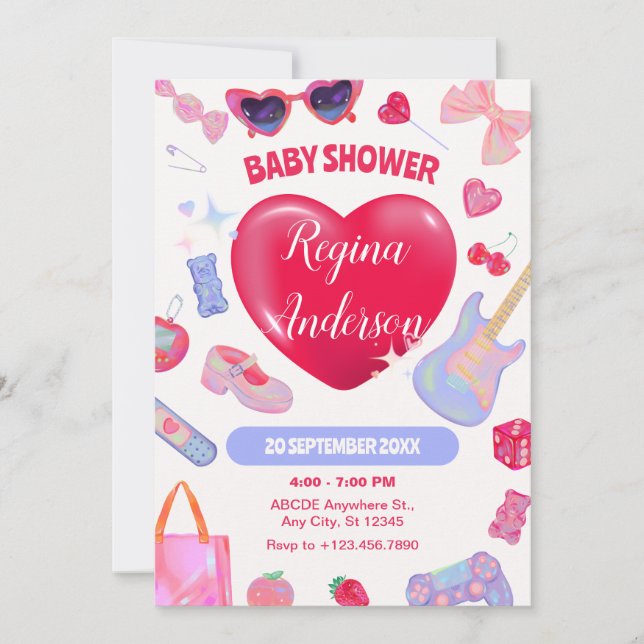 Invitation Baby shower y2k fille (Devant)