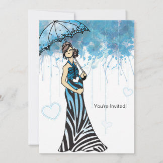 Invitation Baby shower Zebra - Blue2