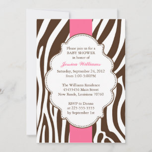 Invitation Baby shower Zebra classique