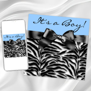 Invitation Baby Shower Zèbre Bleu