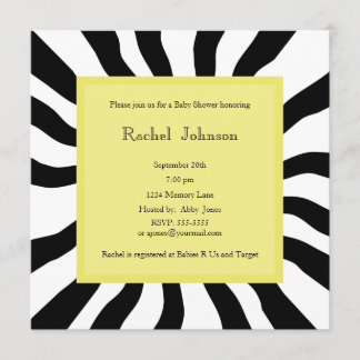 Invitation Baby shower - Zèbre et Jaune