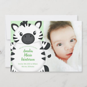 Invitation Baby Shower Zèbre Vert