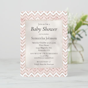 Invitation Baby shower Zig Zag de Parties scintillant de verr