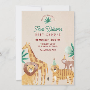 Invitation Baby shower zoo beige