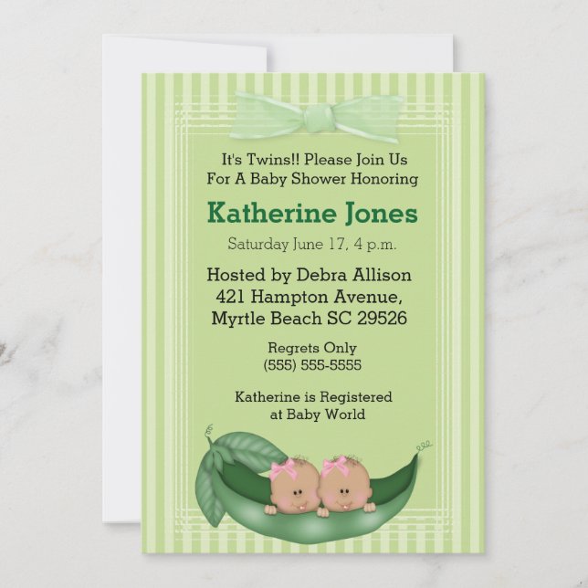 Invitation Baby showers de filles jumelles afro-américaines I (Devant)