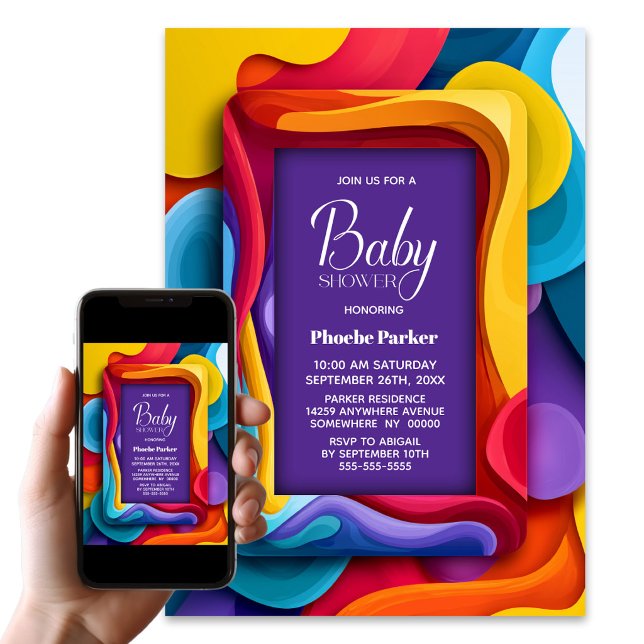 Invitation Baby-Showing Coloré (Créateur téléchargé)
