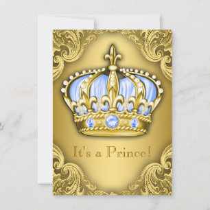 Invitation Baby-Showing du Prince Charmant Bleu Or