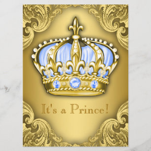 Invitation Baby-Showing du Prince Charmant Bleu Or