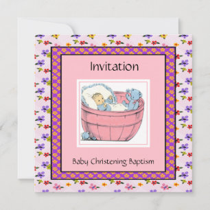 Invitation Baby-Showing Vintage Rose Bleu