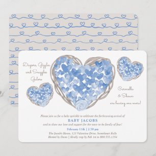Invitation Baby Sprinkle Amour Rustique Cœurs Garçon Baby Sho