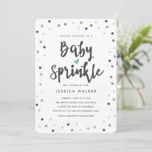 Invitation Baby Sprinkle Bleu Confettis Garçon Baby Sprinkle