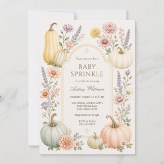 Invitation Baby Sprinkle Élégant d'Automne | Citrouilles Fleu