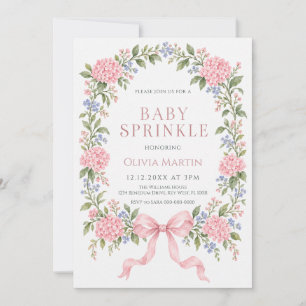 Invitation Baby Sprinkle Fleurs Hydrangea Rose