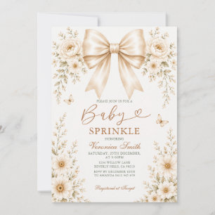 Invitation Baby Sprinkle Fleurs Sauvages Champagne Nœud coque