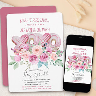 Invitation Baby Sprinkle Floral XOXO Jolie fille Douche