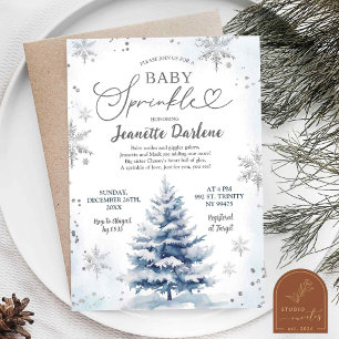 Invitation Baby Sprinkle Garçon Bleu Hiver Baby Shower