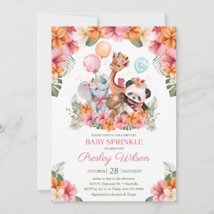 Invitation Baby Sprinkle Safari Jungle Fille
