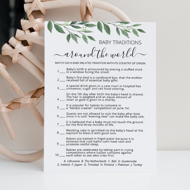 Invitation Baby Traditions jeu Baby shower party Card (Créateur téléchargé)