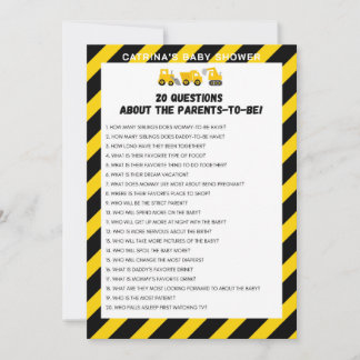 Invitation Baby Under Construction Game - Editable Name, 5x7