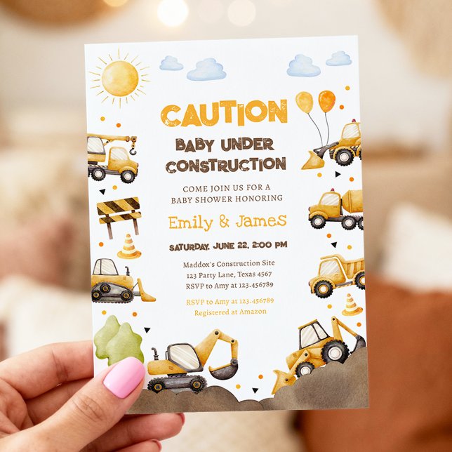 Invitation Baby Under Construction Trucks Baby Couples Shower (Créateur téléchargé)