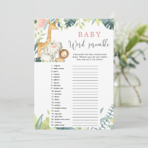 Invitation Baby word scramble safari jeu de baby shower