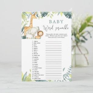 Invitation Baby word scramble safari jeu de baby shower