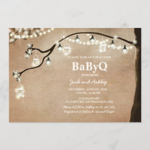 Invitation BabyQ Coed BBQ Douche Rustique Lumières