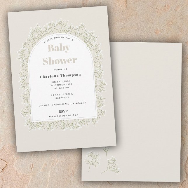 Invitation Baby's Breath Boy Girl Gypsophila Baby Shower (Baby's Breath Boy Girl Gypsophila Baby Shower Invitation)