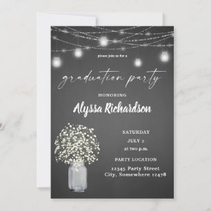 Invitation Babys Breath Chalkboard Graduation Party