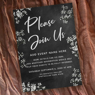 Invitation Baby's Breath Chalkboard S'il vous plaît rejoignez