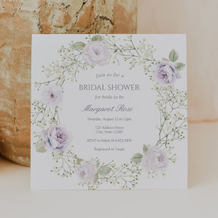 Invitation Baby's Breath et Roses Violettes Baby Shower