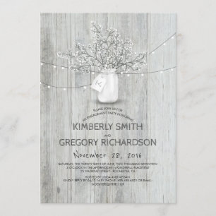 Invitation Baby's Breath Mason Jar Rustic Engagement Party