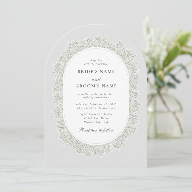 Invitation Baby's Breath Monogram Gypsophila Floral Wedding (Debout devant)