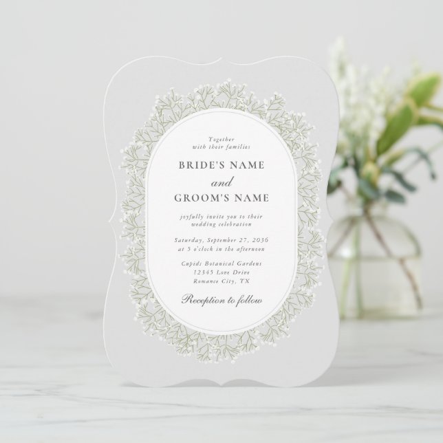 Invitation Baby's Breath Monogram Gypsophila Floral Wedding (Debout devant)