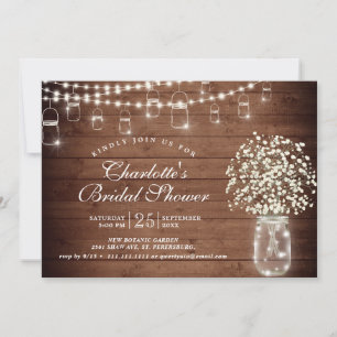 Invitation Baby's Breath Pot Mason Rustique pour une Baby Sho