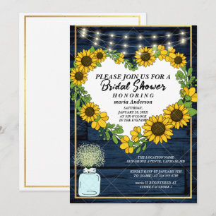 Invitation Baby's Breath Rustique Mariage Fête Bleu Nuit Lumi