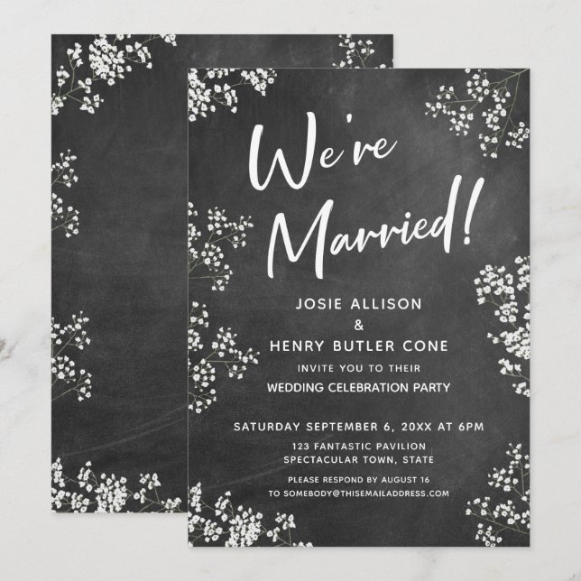 Invitation Baby's Breath Tableau Mariage Moderne (Devant / Derrière)