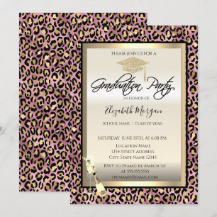 Invitation Bac de diplôme, Verre à vin Empreinte de léopard G