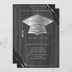 Invitation Bac de graduation en argent simple, Graduation en