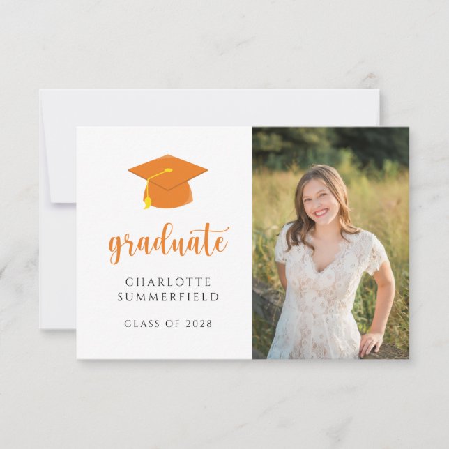 Invitation Bac de graduation or orange simple Tassel (Devant)
