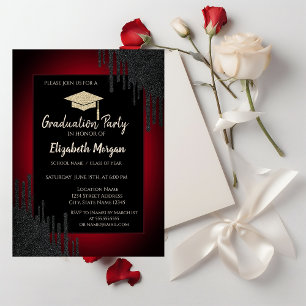 Invitation Bac de parties scintillant, Baies noires rouge fon