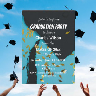 Invitation Bac d'obtention du diplôme et Confetti Graduation