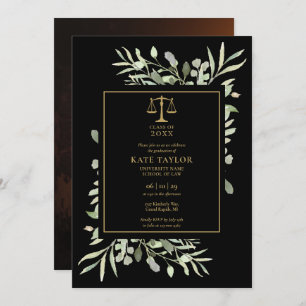 Invitation Baccalauréat en droit Photo Black and Gold Foliage