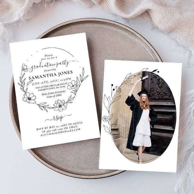 Invitation Baccalauréat photo en feuillage minime tendance (Créateur téléchargé)